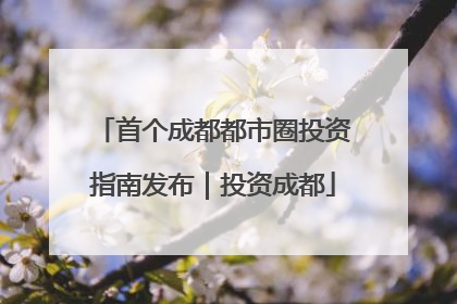 首个成都都市圈投资指南发布｜投资成都